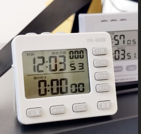 White Digital Timer with Countdown & Clock for Home Kitchen Study