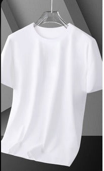 Men White Cotton Cooling T-Shirt Summer Short Sleeve