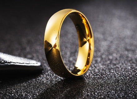 Gold Double Curved Couple Ring for Men Women