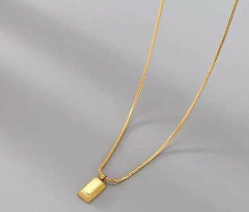 Gold Brick Pendant for Men Women Lightweight Modern Jewelry 3.7 3 Ratings