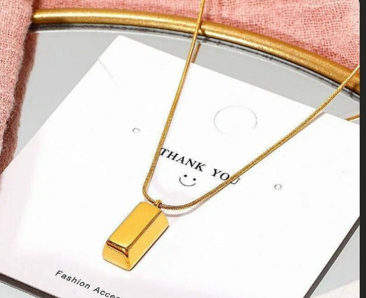 Gold Brick Pendant for Men Women Lightweight Modern Jewelry 3.7 3 Ratings