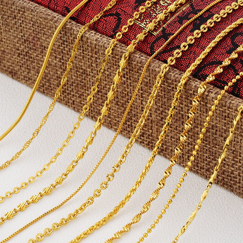 Women Gold Plated Sweater Chain 70cm Korean Style