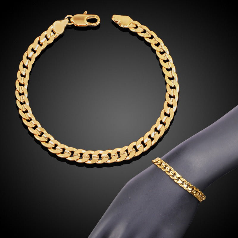 Gold Plated Tank Chain Bracelet for Men Women