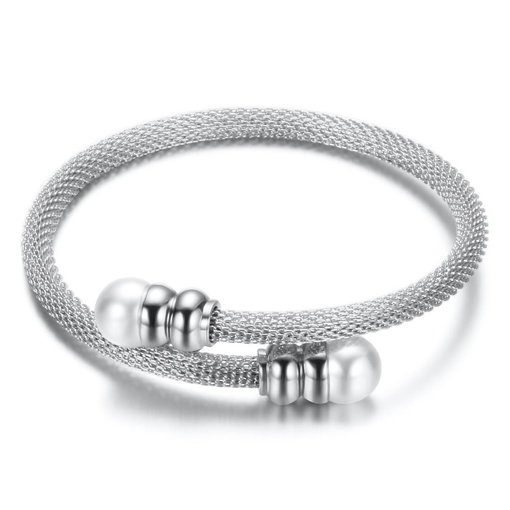 18K Gold Titanium Bracelet with Pearls for Women