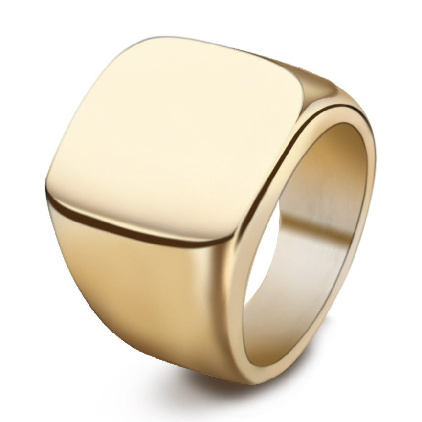 Stainless Steel Retro Square Rings 18mm Gold Black Blue SilverStainless Steel Retro Square Rings 18mm Gold Black Blue SilverStainless Steel Retro Square Rings 18mm Gold Black Blue Silver