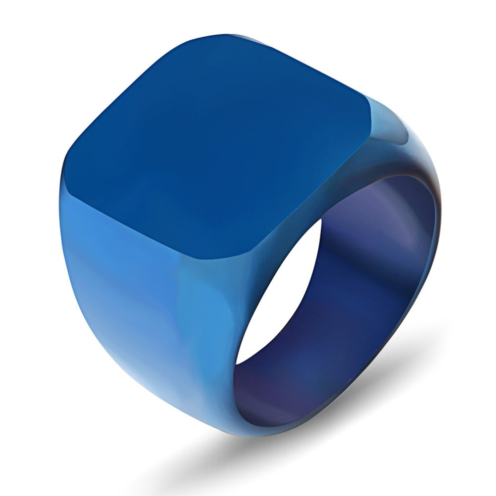 Stainless Steel Retro Square Rings 18mm Gold Black Blue SilverStainless Steel Retro Square Rings 18mm Gold Black Blue SilverStainless Steel Retro Square Rings 18mm Gold Black Blue Silver