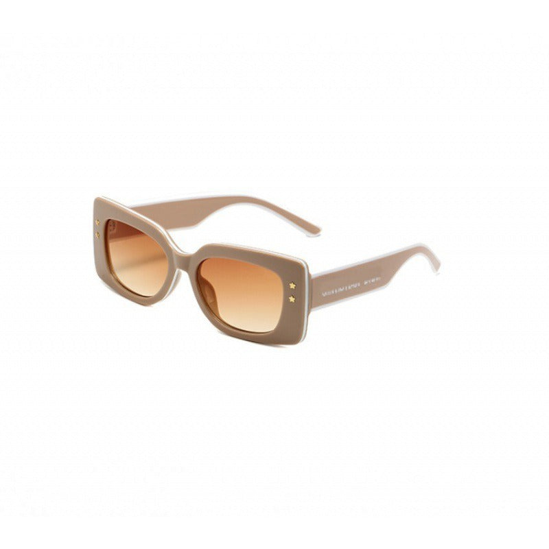 Trendy Square Frame Sunglasses with Gold Star Detail